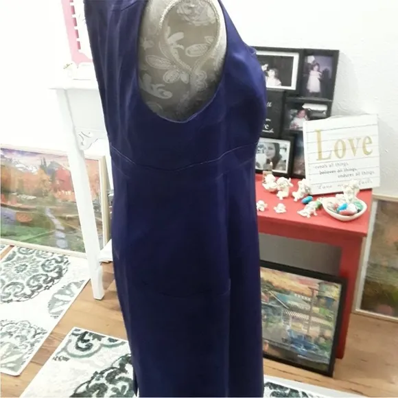 🔥 American Living Deep Purple Blue Midi Sheath pin up Retro Mad Men dress 16