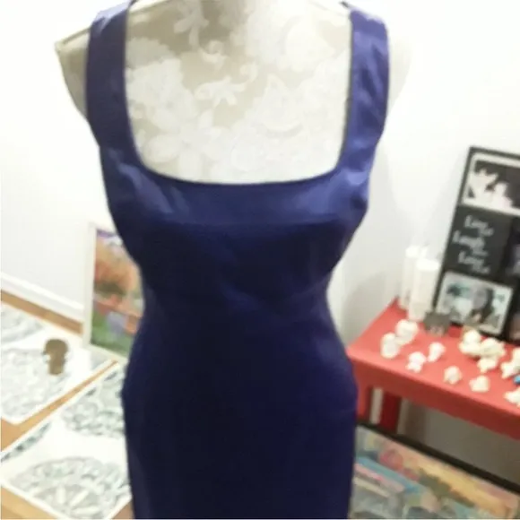 🔥 American Living Deep Purple Blue Midi Sheath pin up Retro Mad Men dress 16