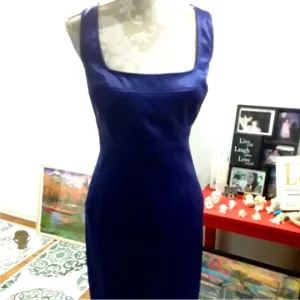 🔥 American Living Deep Purple Blue Midi Sheath pin up Retro Mad Men dress 16