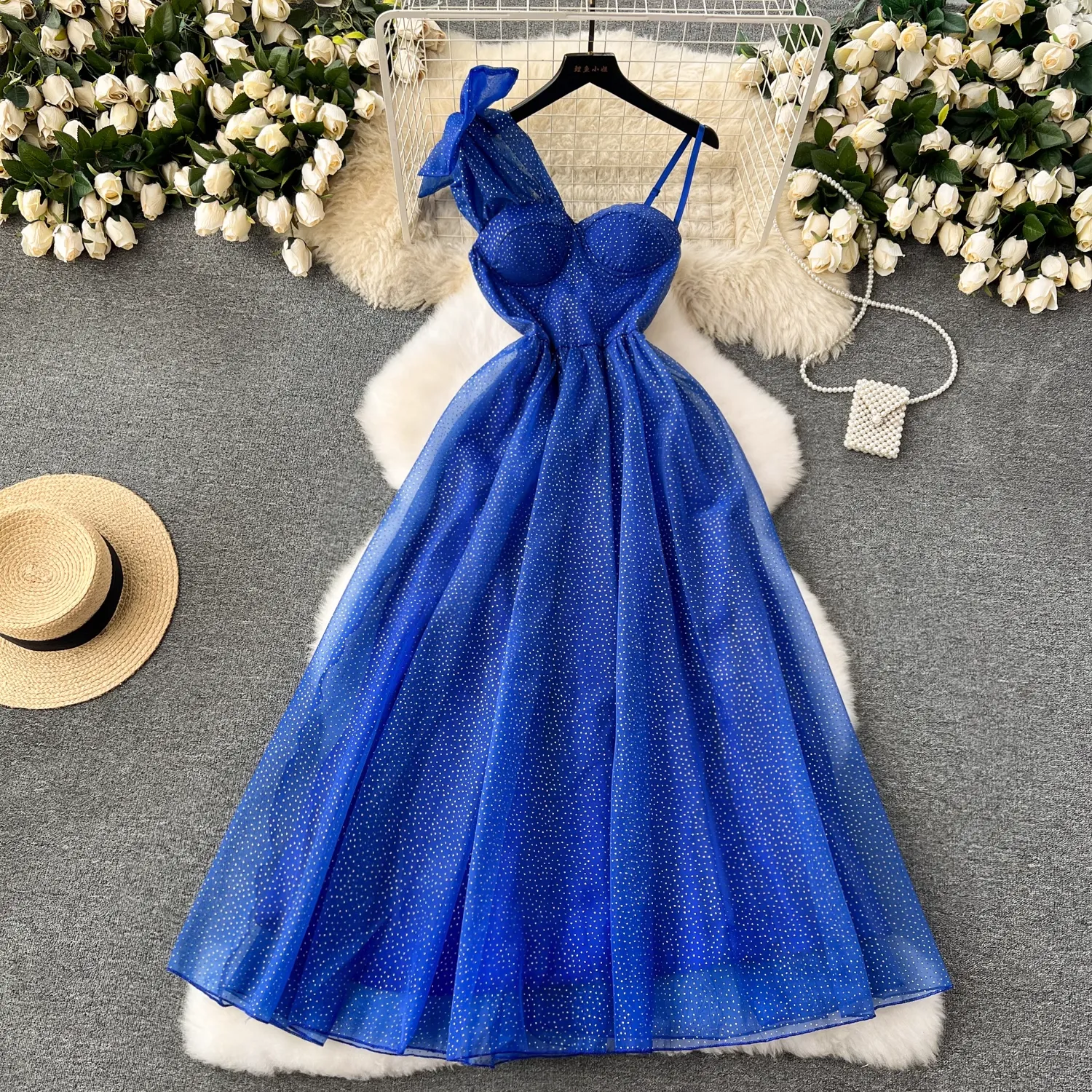 - Royal Blue A-line Party Dress  GEU1131