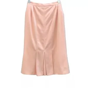 🇫🇷 Vintage 80s 90s Alan Austin Peach Pink Wool Midi Skirt | S