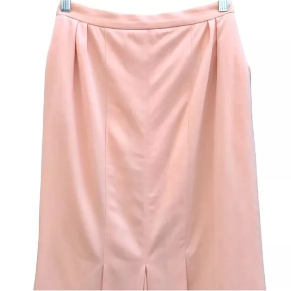 🇫🇷 Vintage 80s 90s Alan Austin Peach Pink Wool Midi Skirt | S