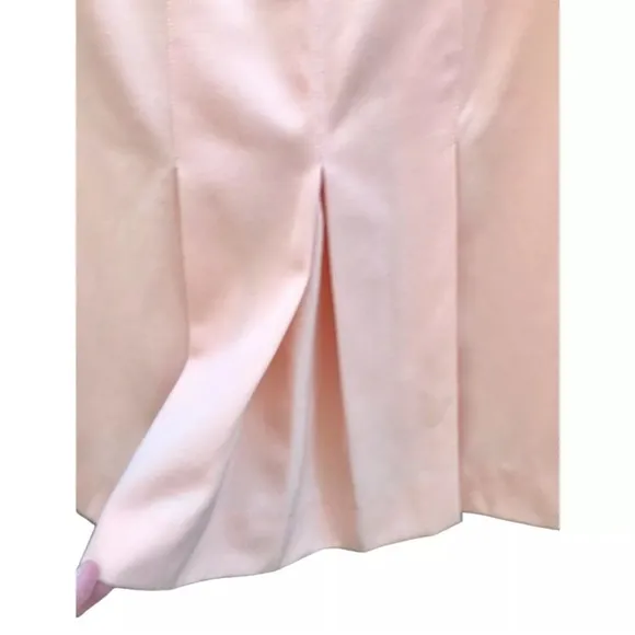 🇫🇷 Vintage 80s 90s Alan Austin Peach Pink Wool Midi Skirt | S