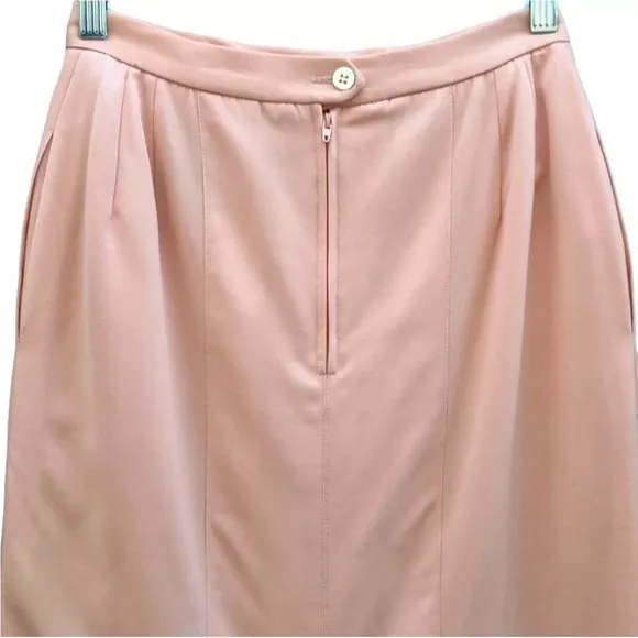 🇫🇷 Vintage 80s 90s Alan Austin Peach Pink Wool Midi Skirt | S