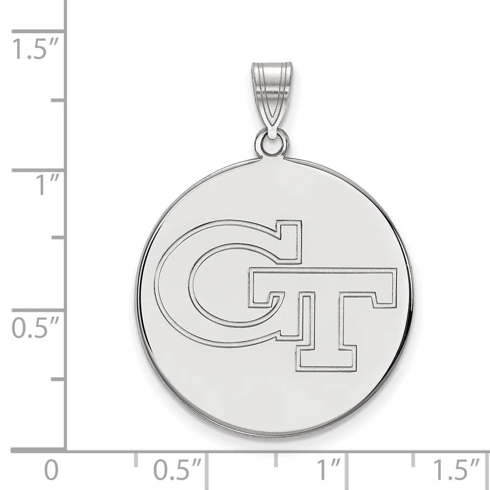 10K White Gold Georgia Institute of Technology XL Disc Pendant