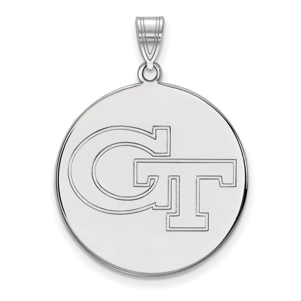 10K White Gold Georgia Institute of Technology XL Disc Pendant