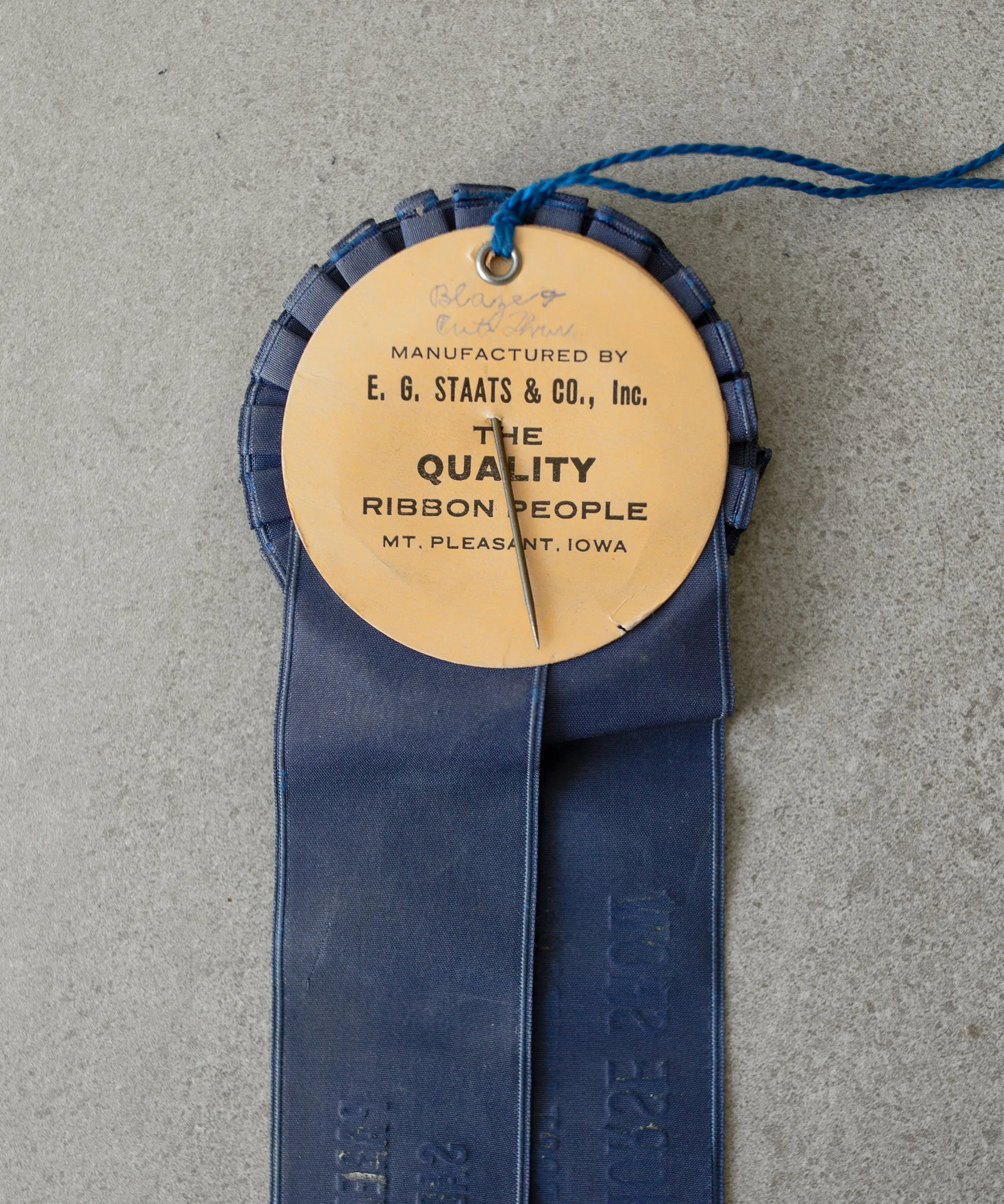 1933 Blue Horse Show Ribbon