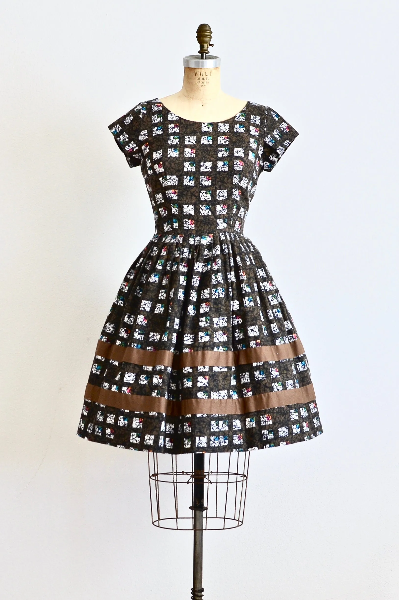1950s Tile Print Dress / S