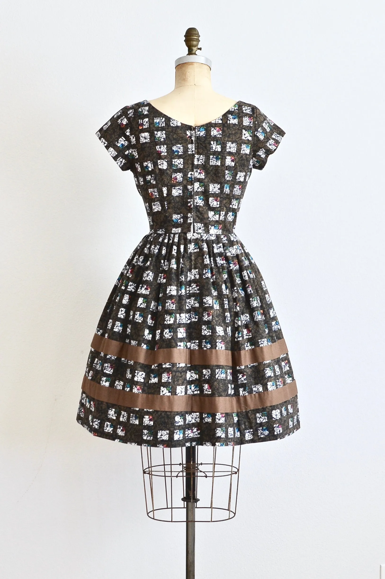 1950s Tile Print Dress / S