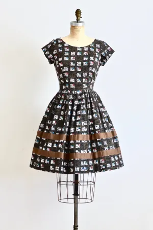 1950s Tile Print Dress / S