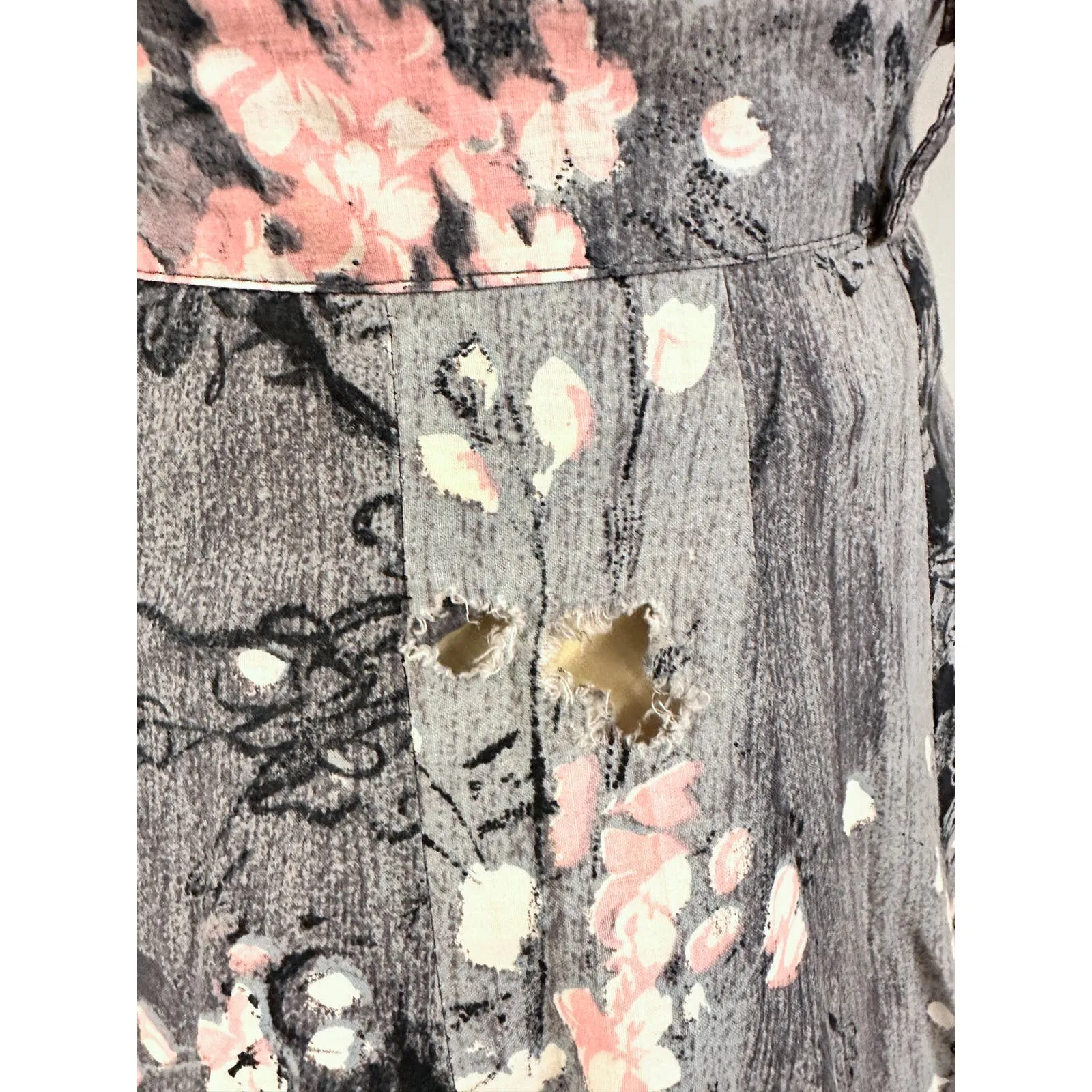 1950s VTG Philmont Sportswear of Miami Grey/Pink Floral Circle Skirt Set M/L
