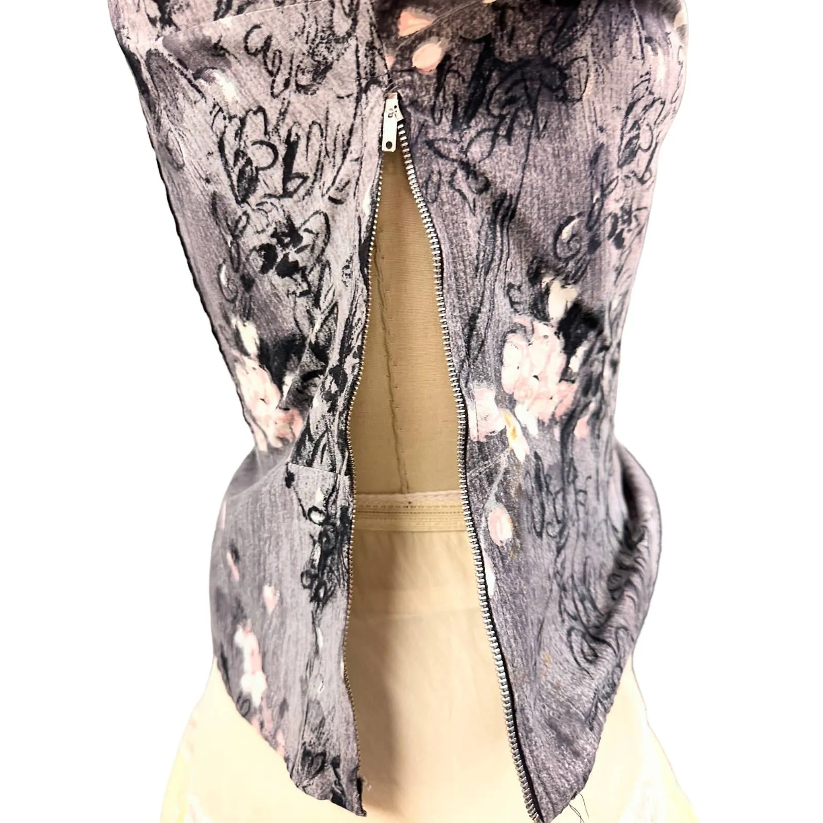 1950s VTG Philmont Sportswear of Miami Grey/Pink Floral Circle Skirt Set M/L