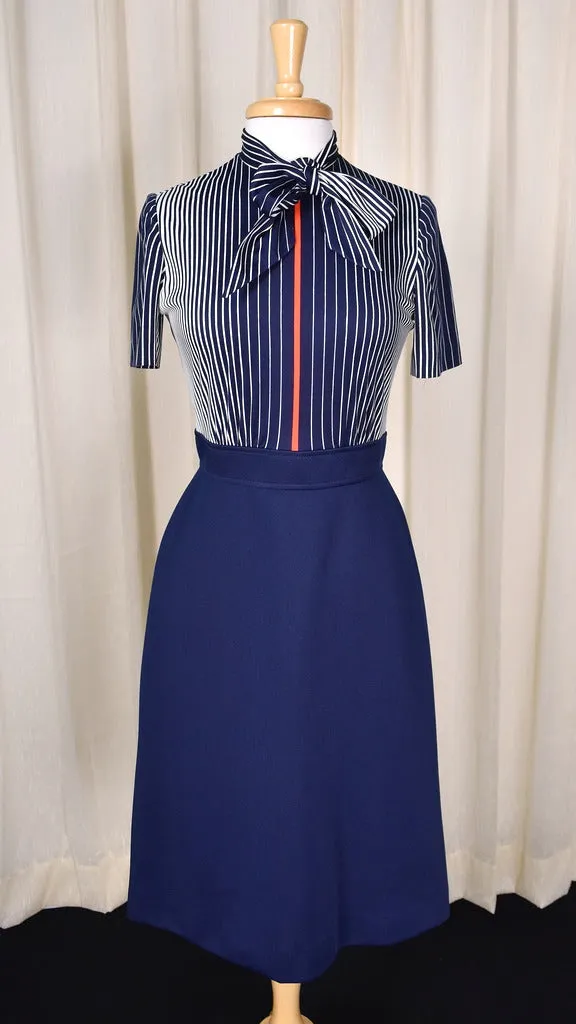 1960s Navy Striped Dress Suit
