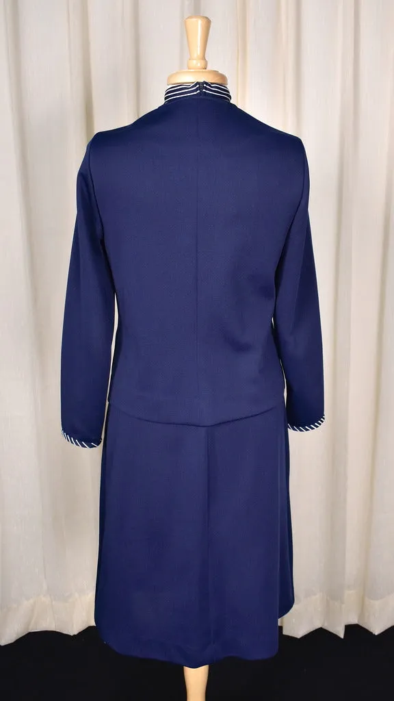 1960s Navy Striped Dress Suit
