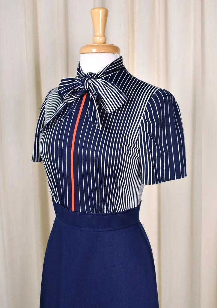1960s Navy Striped Dress Suit