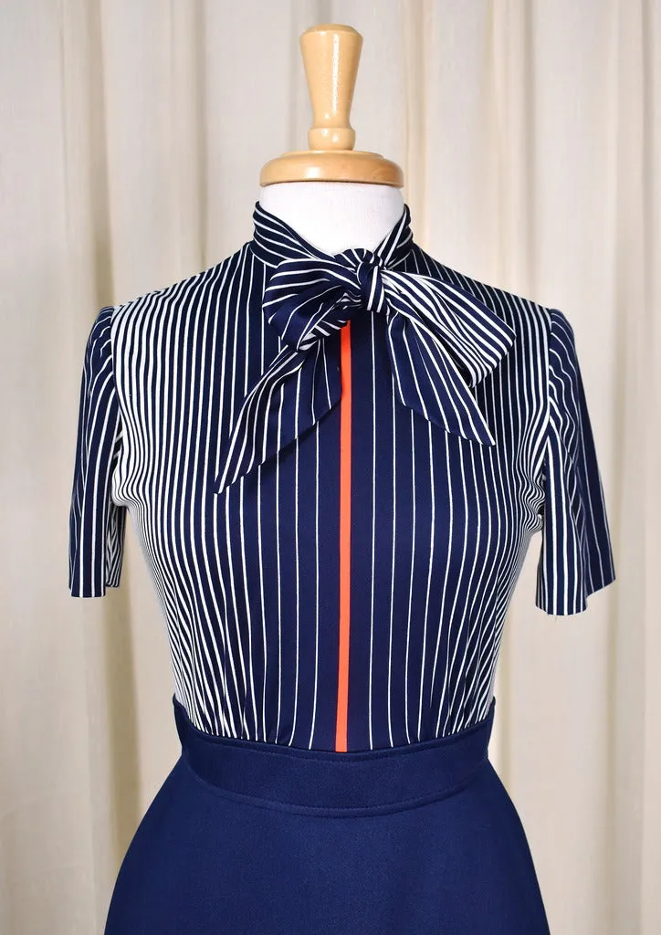 1960s Navy Striped Dress Suit