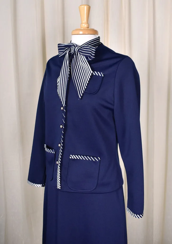 1960s Navy Striped Dress Suit
