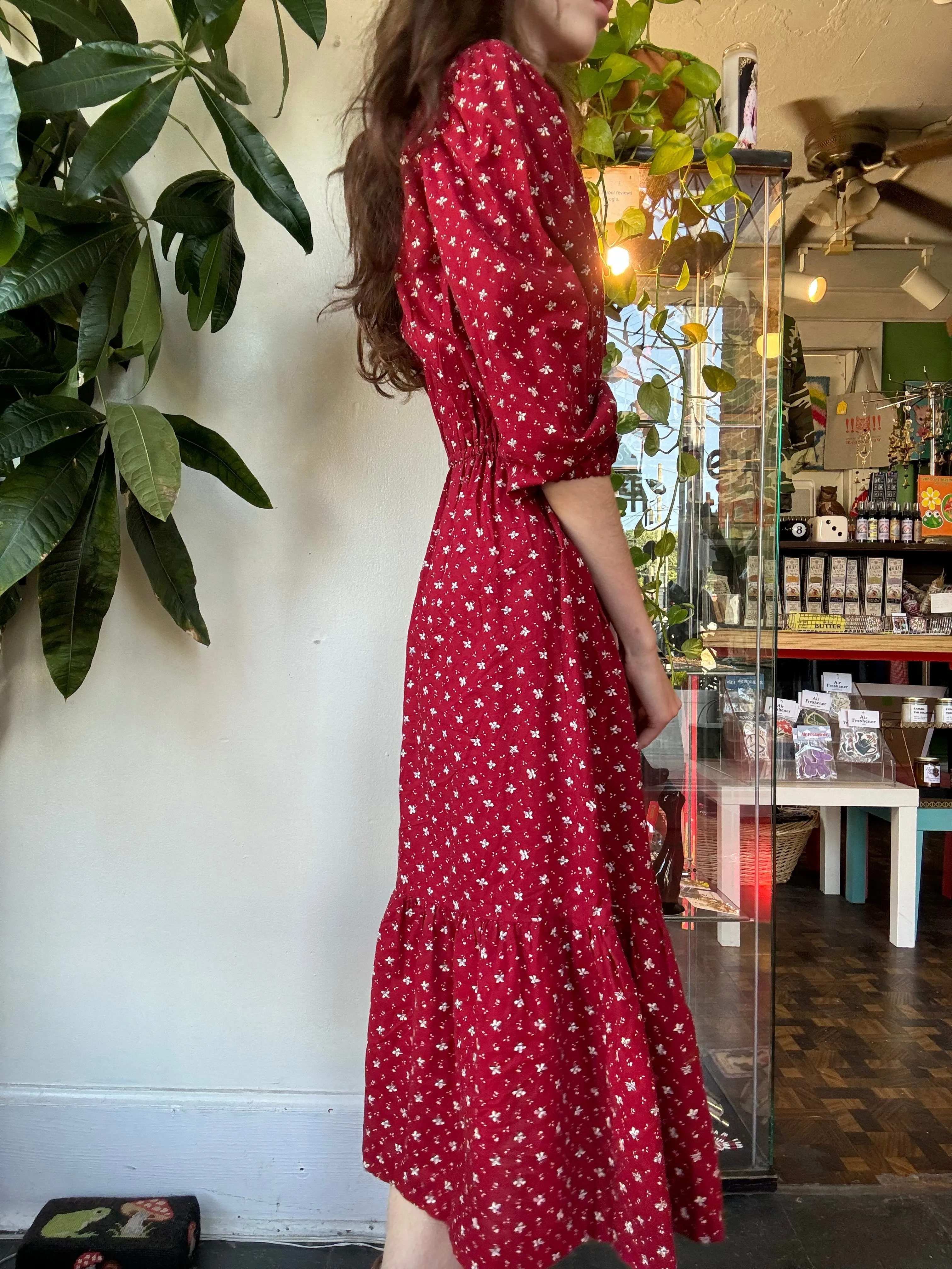 1970s floral print midi dress- Union made