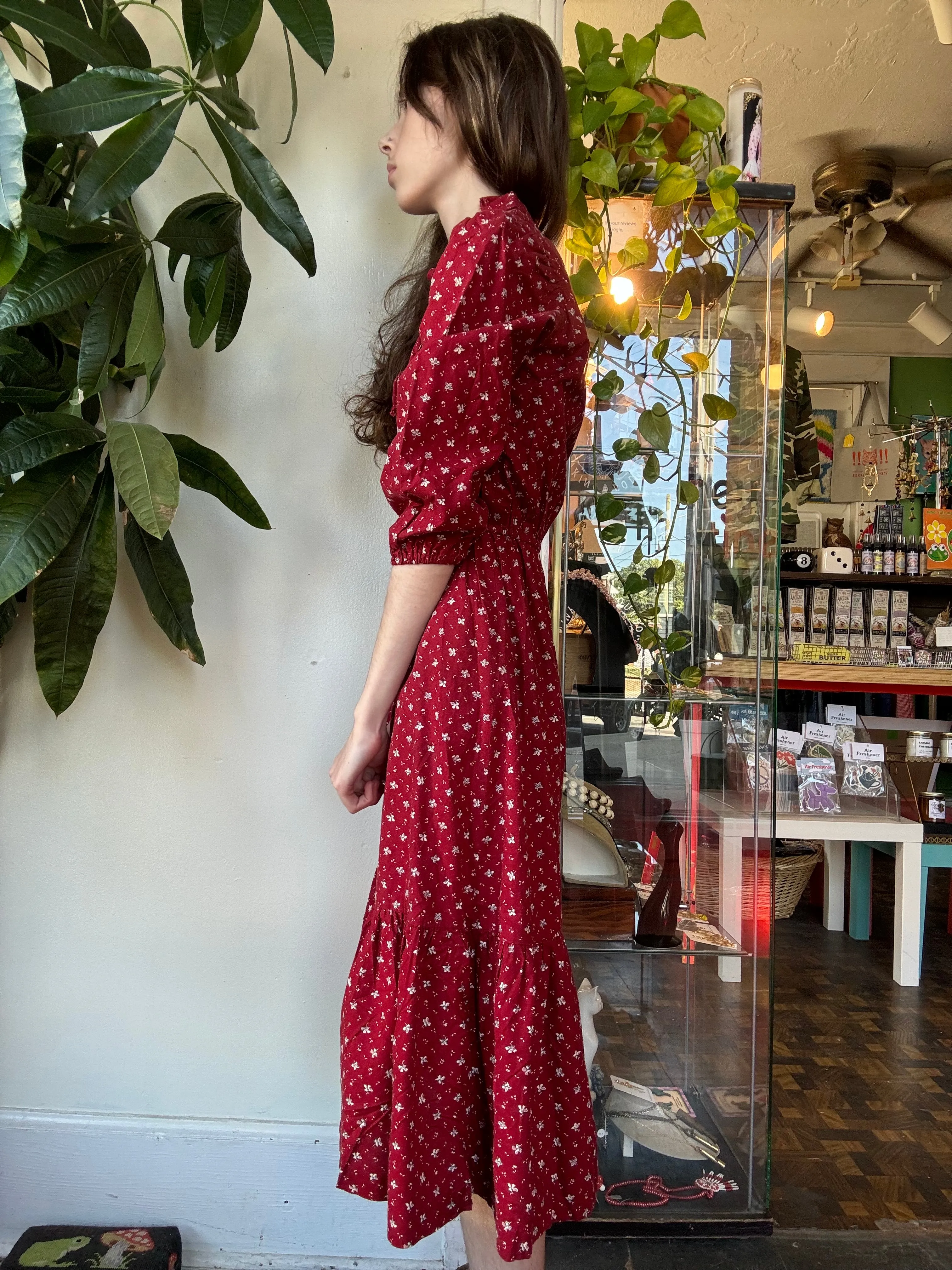 1970s floral print midi dress- Union made