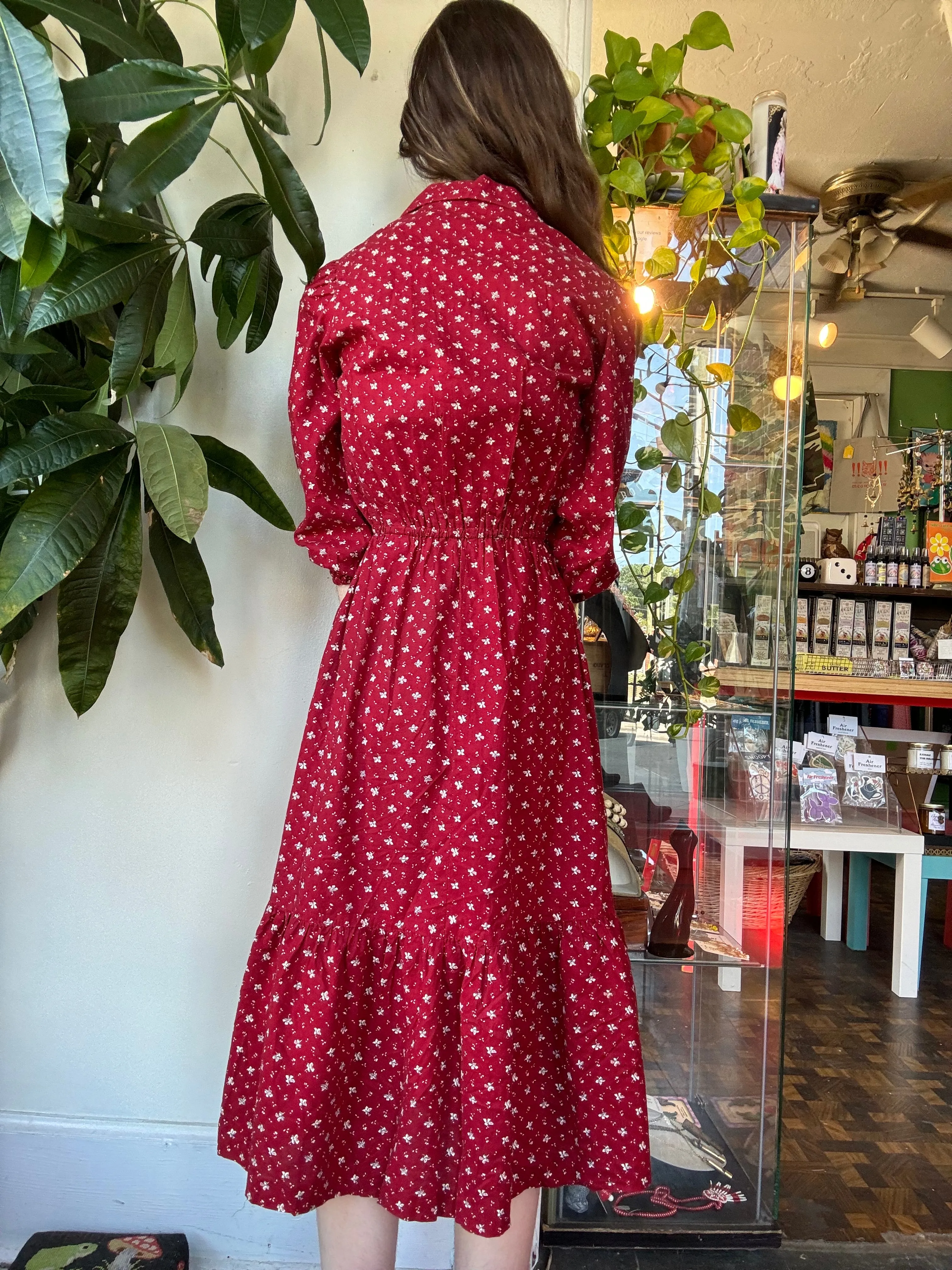 1970s floral print midi dress- Union made