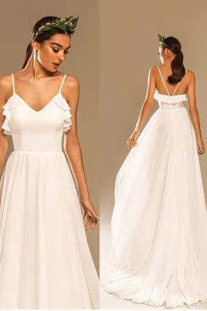 2021 Beach Bridal Dresses with Flounced Details