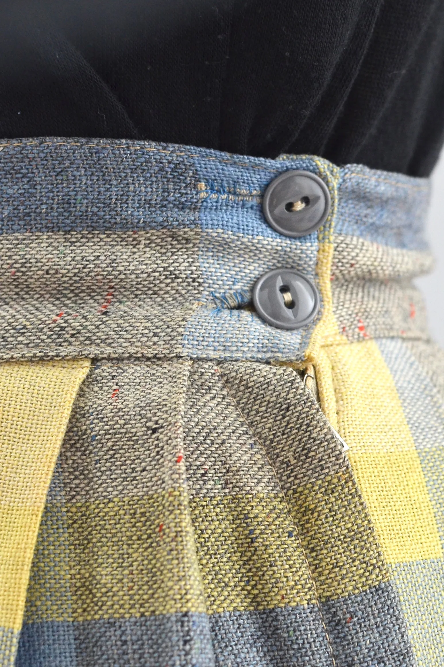 50s Yellow Plaid Skirt / S