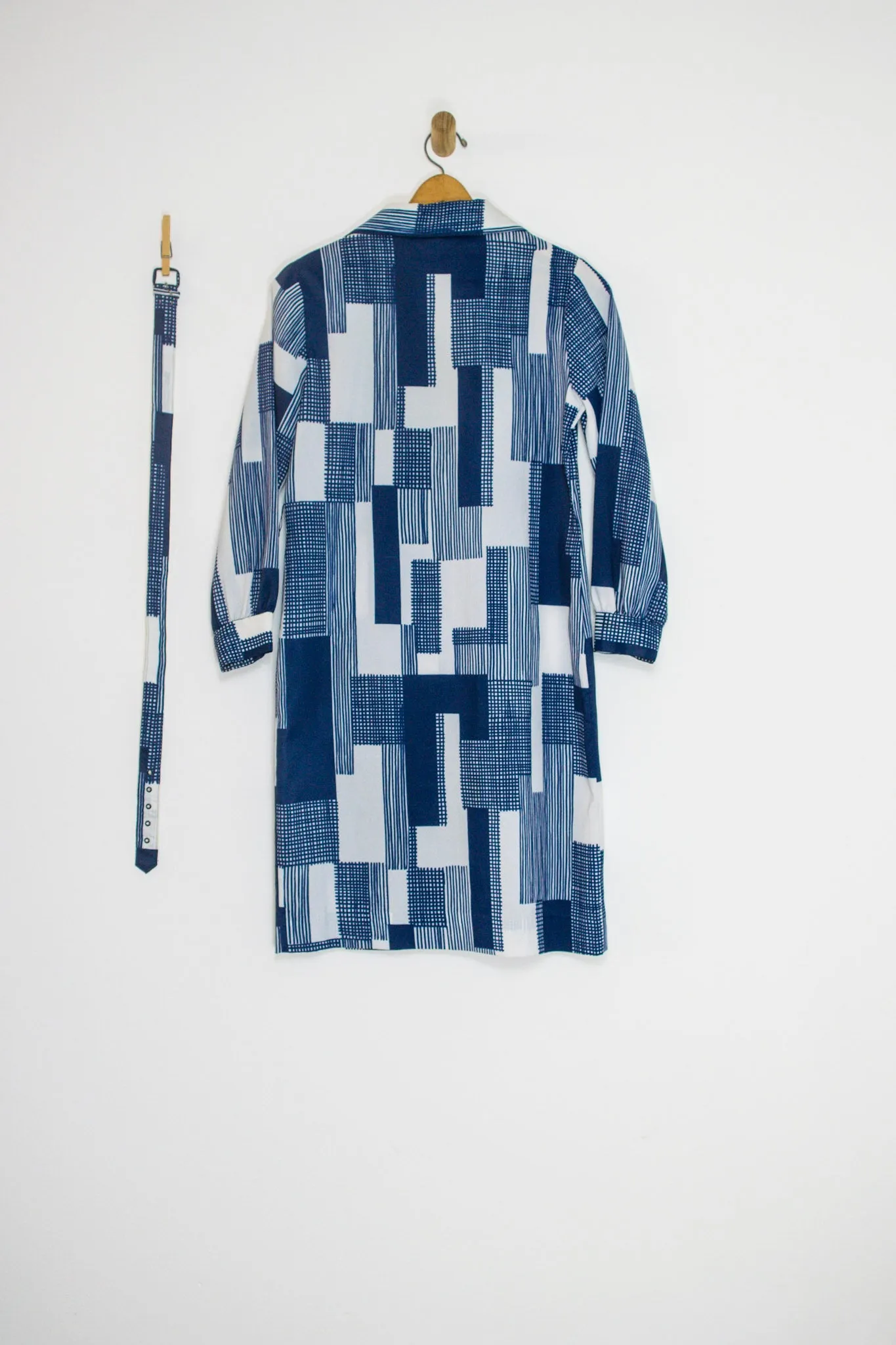 70's PATCHWORK PRINT MIDI DRESS / MEDIUM