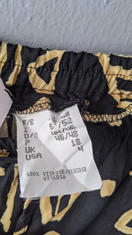 80s Tapered Summer Trousers with Pockets, Loose Fit Tribal Print, Plus Size UK 18