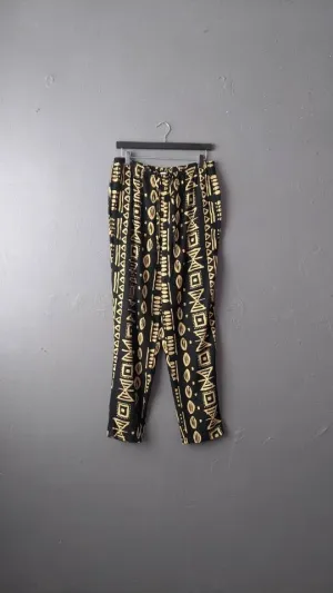 80s Tapered Summer Trousers with Pockets, Loose Fit Tribal Print, Plus Size UK 18