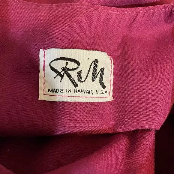 80s Vintage RM Dark Red and Pink Floral Short Sleeve Ruffle Hem Midi MuuMuu 2X