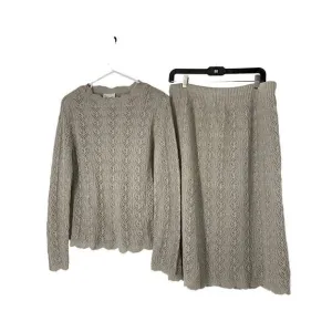 80s Women’s VTG Evanna New York crochet sweater skirt set 2 piece size M/L 5307