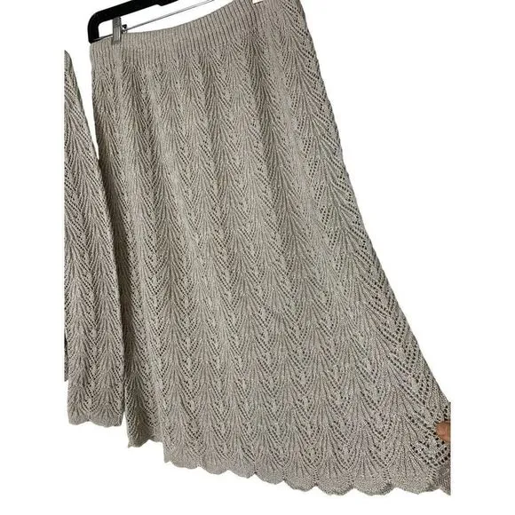 80s Women’s VTG Evanna New York crochet sweater skirt set 2 piece size M/L 5307