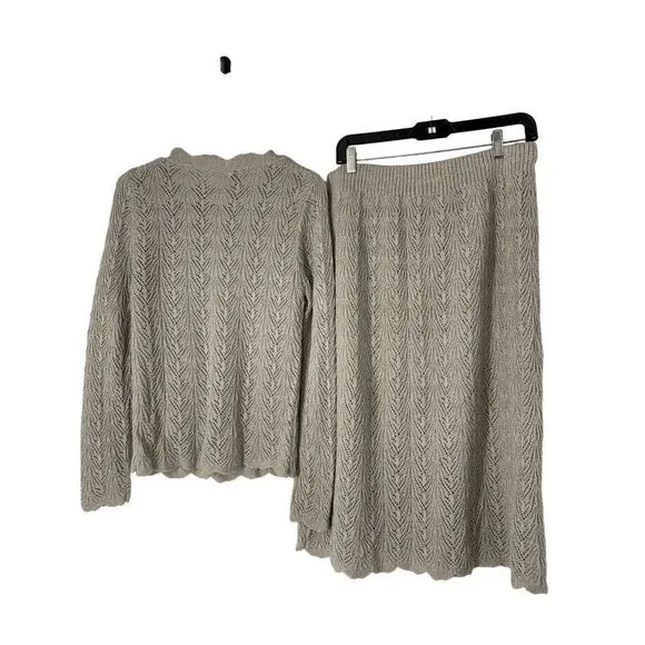 80s Women’s VTG Evanna New York crochet sweater skirt set 2 piece size M/L 5307