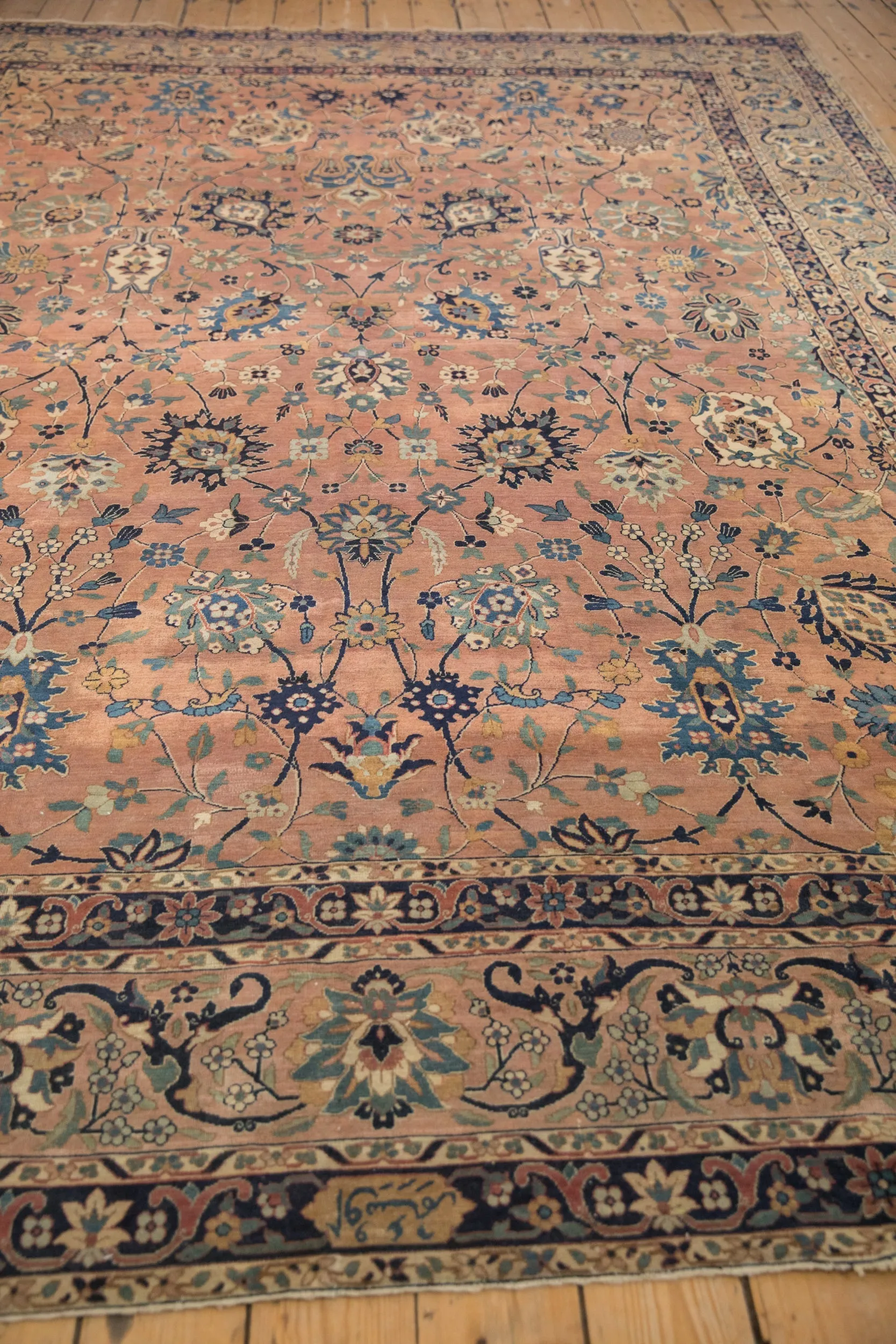 9x11.5 Antique Tea Washed Kerman Carpet