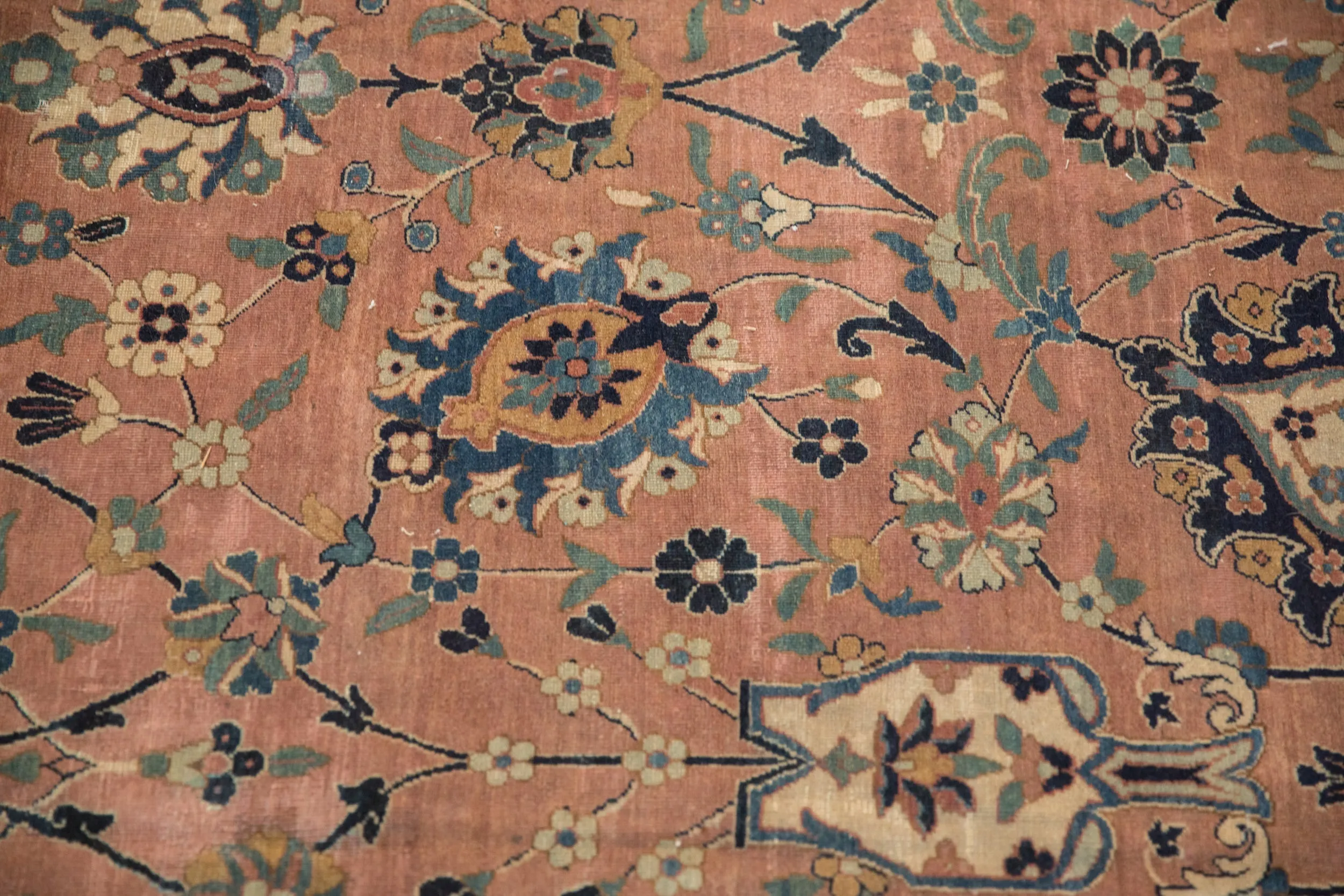 9x11.5 Antique Tea Washed Kerman Carpet