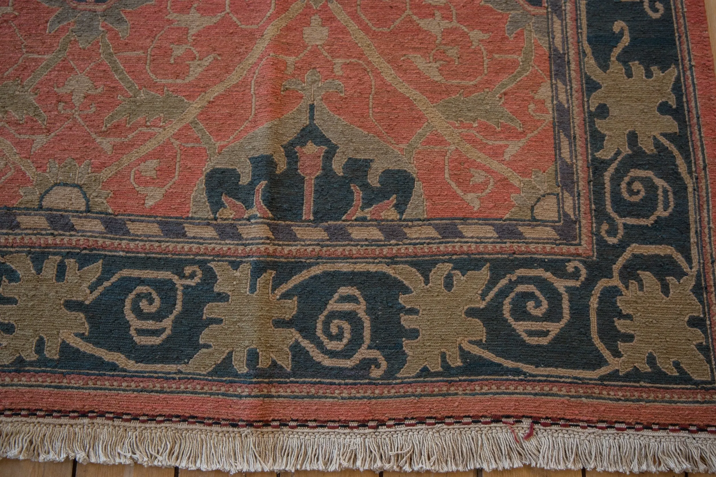 9x12 Vintage Tea Washed Indian Arts And Crafts Soumac Design Carpet