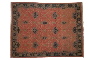 9x12 Vintage Tea Washed Indian Arts And Crafts Soumac Design Carpet
