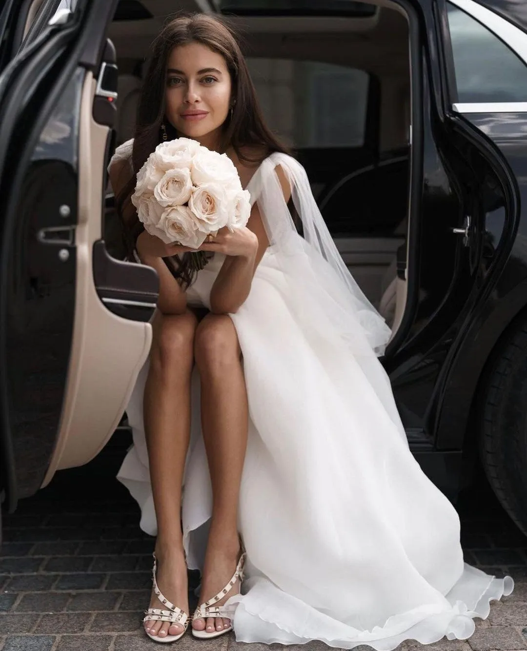 A-line Tulle Summer Bridal Dresses with Ribbons
