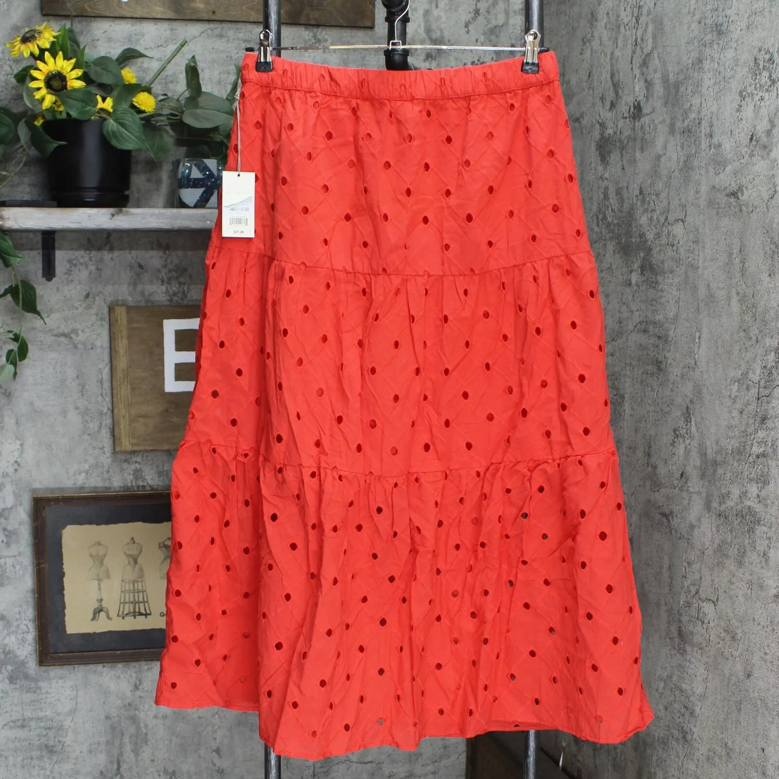 A New Day Women's Tiered Eyelet A-Line Midi Skirt 79318600