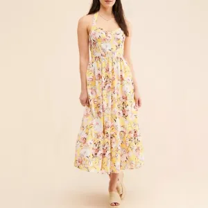 a-NWT ANTHRO | Halterneck Floral Midi Dress