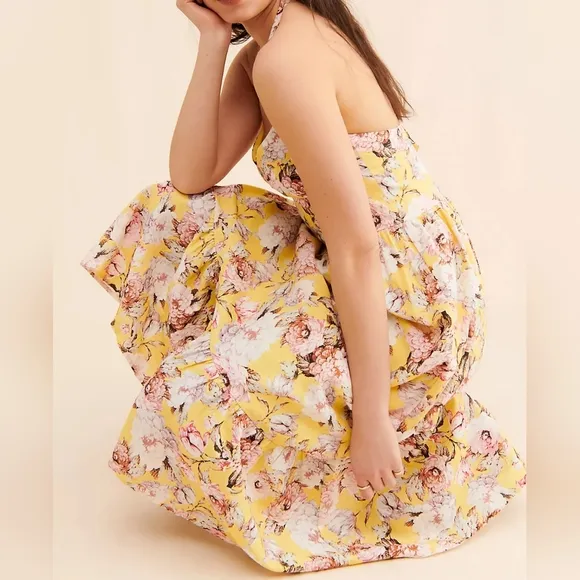a-NWT ANTHRO | Halterneck Floral Midi Dress