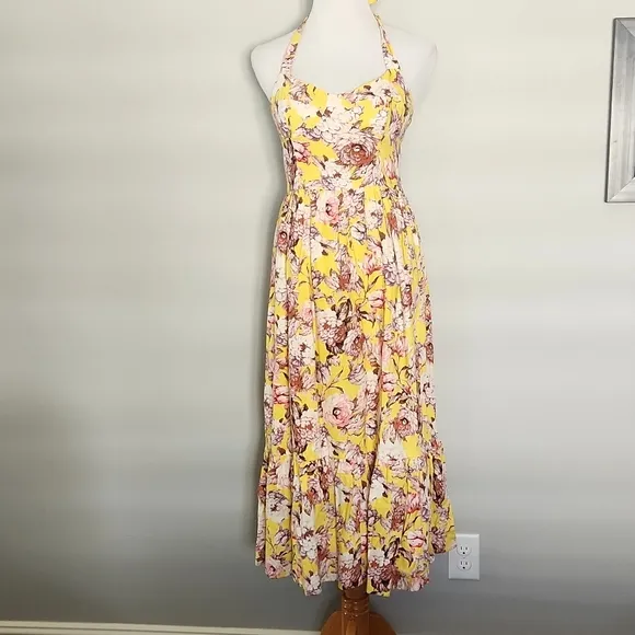 a-NWT ANTHRO | Halterneck Floral Midi Dress