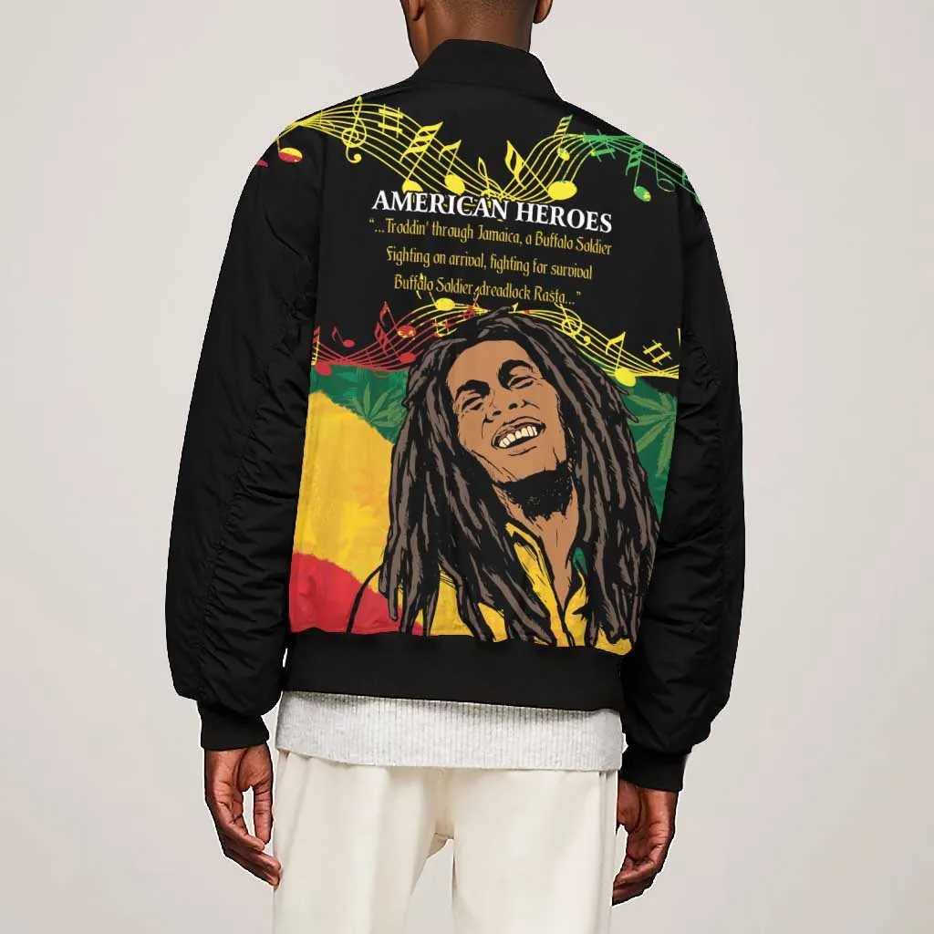 Afro Legend Bob Buffalo Soldier Bomber Jacket American Heroes Reggae Style LT14