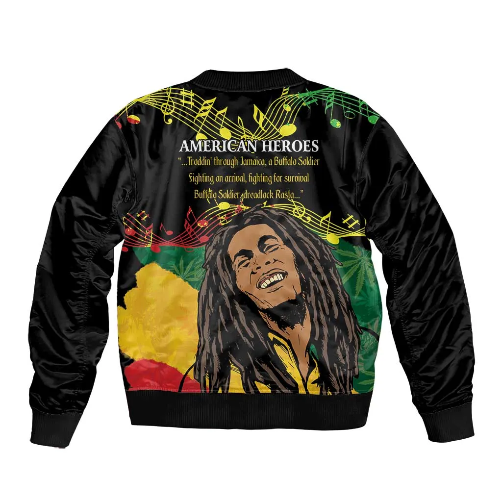 Afro Legend Bob Buffalo Soldier Bomber Jacket American Heroes Reggae Style LT14