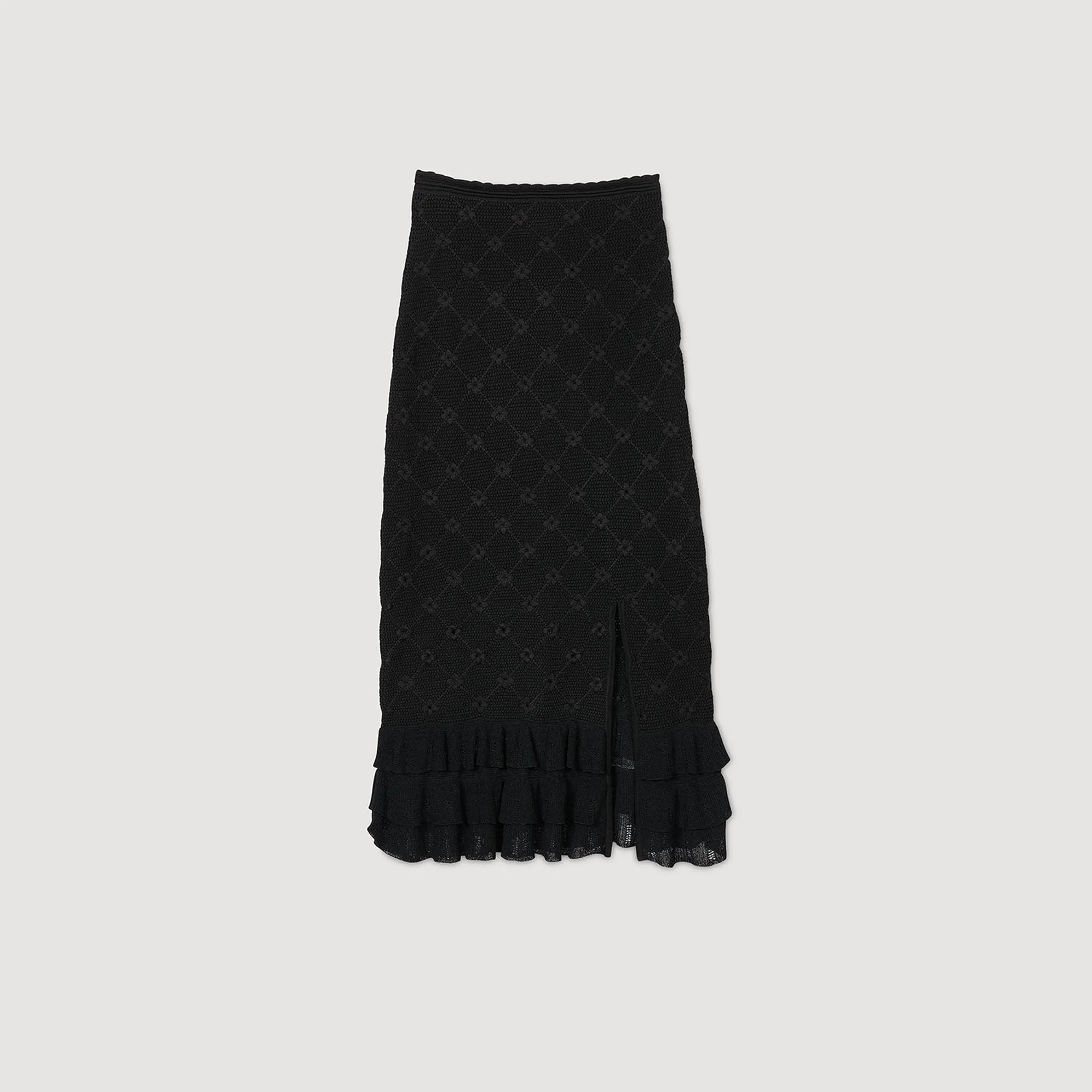 Aleria Knit Midi Skirt Black
