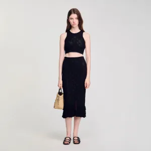 Aleria Knit Midi Skirt Black