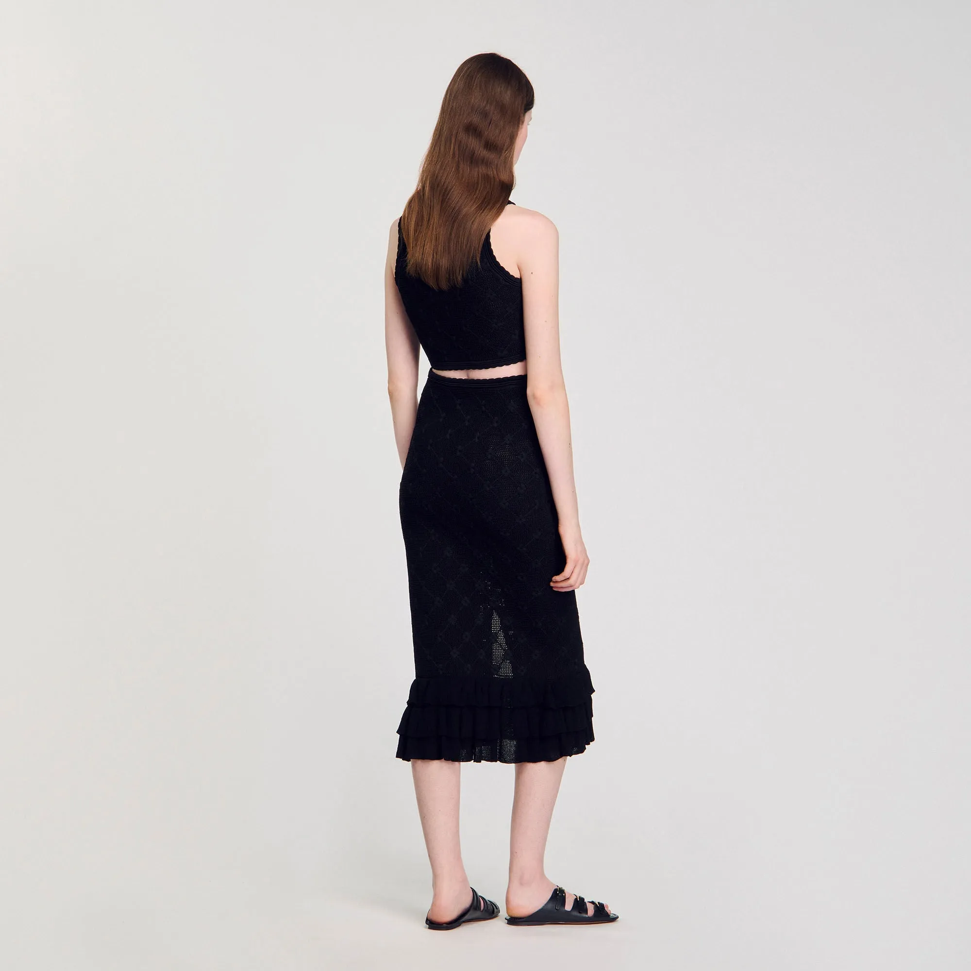Aleria Knit Midi Skirt Black