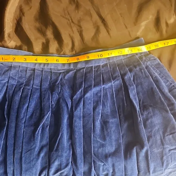 Allen Solly English blue cotton corduroy preppy Regencycore pleated maxi skirt