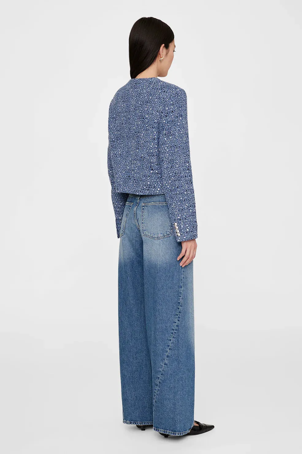 Anine Bing Amber Jacket in Blue Tweed