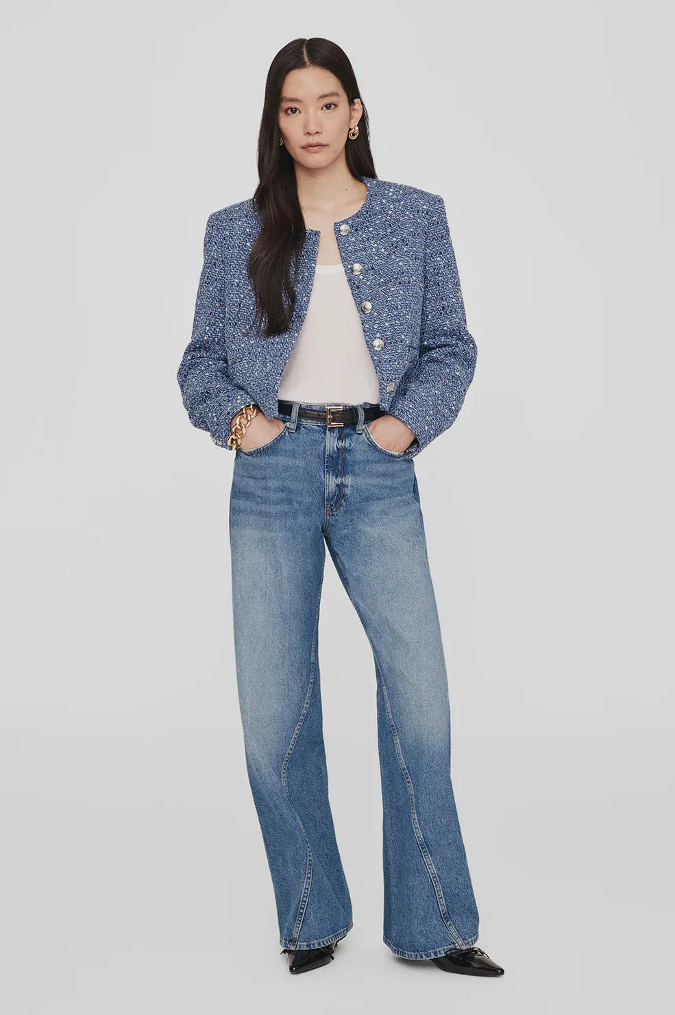 Anine Bing Amber Jacket in Blue Tweed